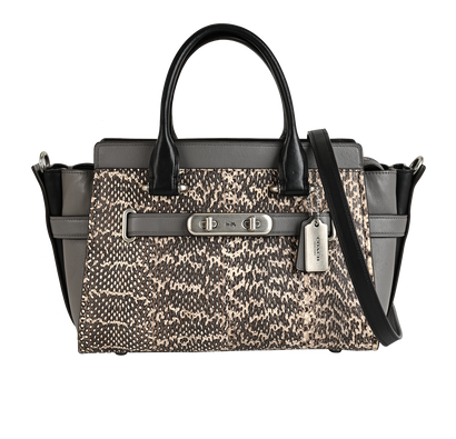Swagger 27, &pound;110, Handbags, Brown/Cream/Grey, Leather, Front view